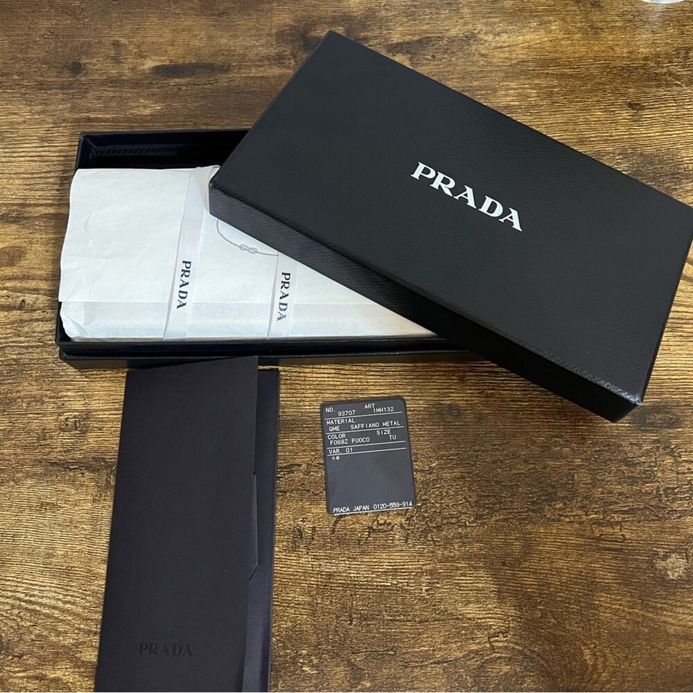 Prada Peonia Red Saffiano/Metal Wallet - Picture 12 of 13
